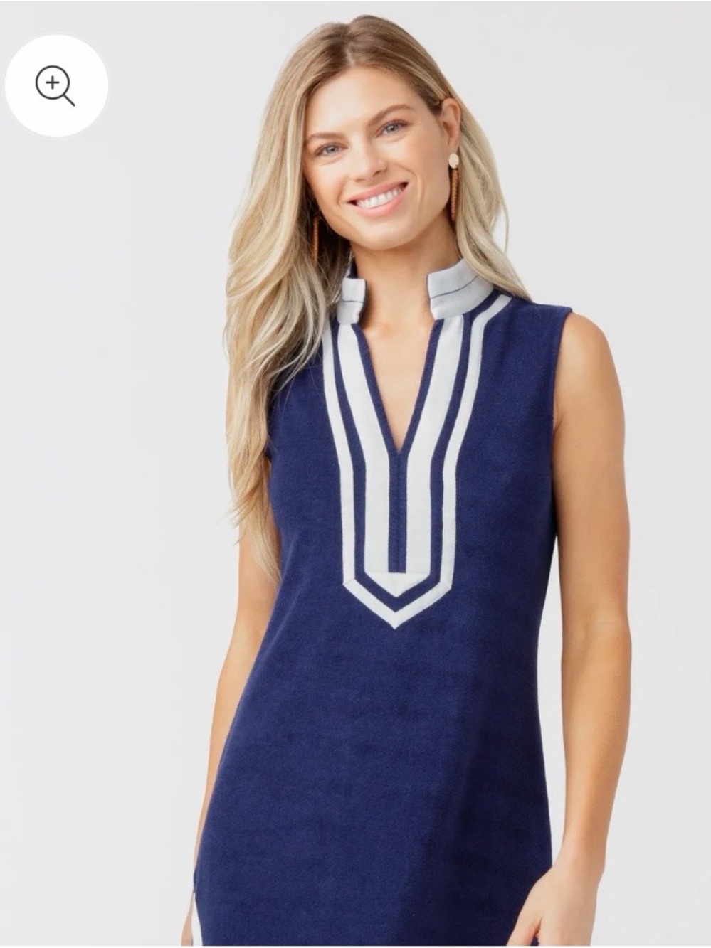Cabana Life Navy Sleeveless Dress with White Trim